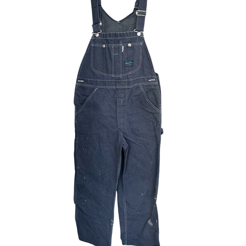 Vintage 70s Sears perma prest Tri blend dark wash bib overalls USA made men’s S